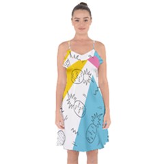 Pineapples Pop Art Ruffle Detail Chiffon Dress by goljakoff