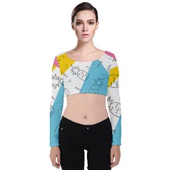 Pineapples Pop Art Velvet Long Sleeve Crop Top by goljakoff