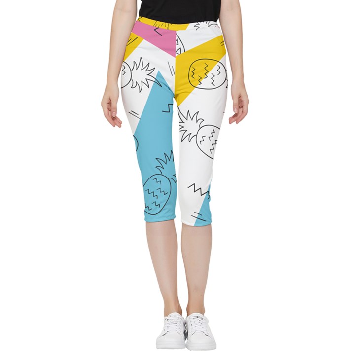 Pineapples pop art Inside Out Lightweight Velour Capri Leggings 