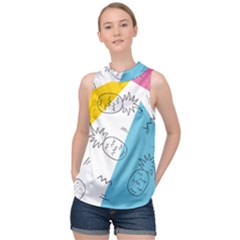 Pineapples Pop Art High Neck Satin Top by goljakoff