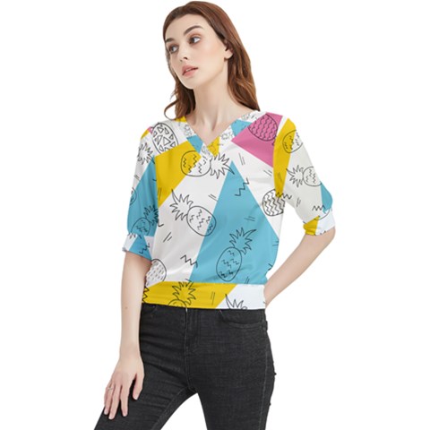 Pineapples Pop Art Quarter Sleeve Blouse by goljakoff