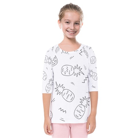 Pineapples Doodles Kids  Quarter Sleeve Raglan Tee by goljakoff