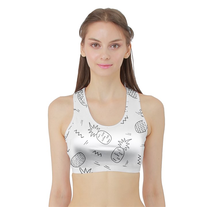 Pineapples doodles Sports Bra with Border