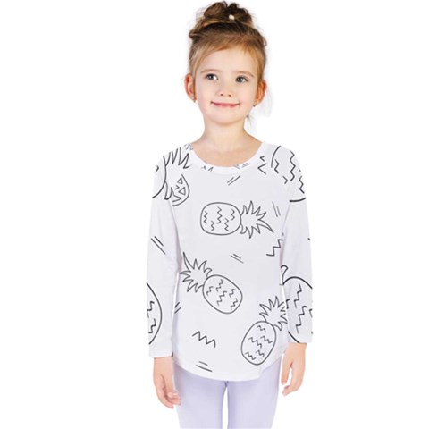 Pineapples Doodles Kids  Long Sleeve Tee by goljakoff