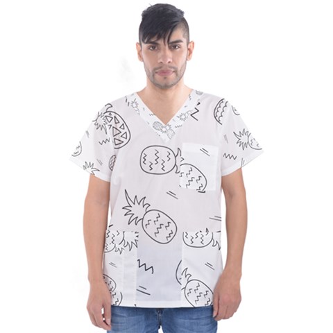 Pineapples Doodles Men s V-neck Scrub Top by goljakoff