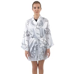 Pineapples Doodles Long Sleeve Satin Kimono by goljakoff