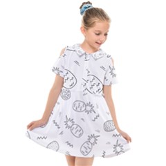 Pineapples Doodles Kids  Short Sleeve Shirt Dress by goljakoff