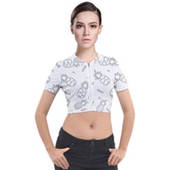 Pineapples Doodles Short Sleeve Cropped Jacket by goljakoff