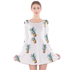 Pineapples Long Sleeve Velvet Skater Dress