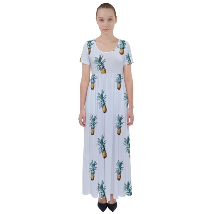 Pineapples High Waist Short Sleeve Maxi Dress