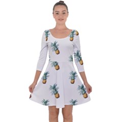 Pineapples Quarter Sleeve Skater Dress