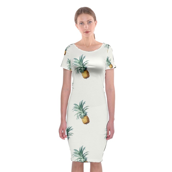 Pineapples Classic Short Sleeve Midi Dress