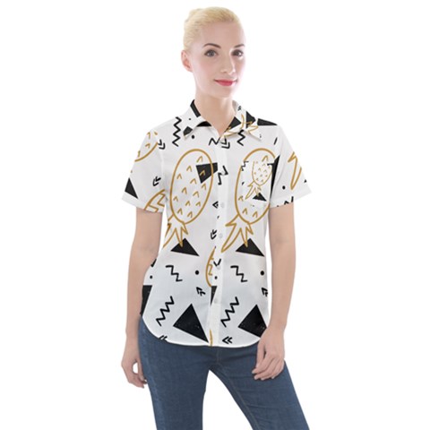 Golden Pineapples Women s Short Sleeve Pocket Shirt by goljakoff