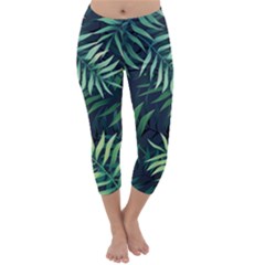 Green Leaves Capri Winter Leggings  by goljakoff