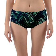 Green Leaves Reversible Mid-waist Bikini Bottoms by goljakoff