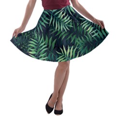 Green Leaves A-line Skater Skirt by goljakoff