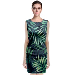 Green Leaves Classic Sleeveless Midi Dress by goljakoff