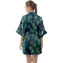 Green leaves Half Sleeve Satin Kimono  View2