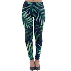 Green Leaves Lightweight Velour Leggings by goljakoff