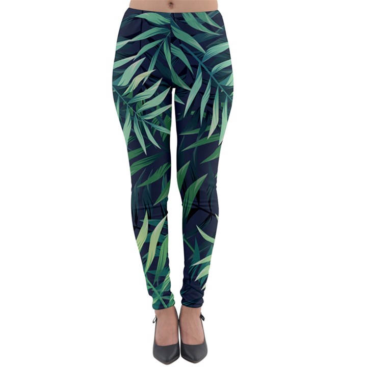 Green leaves Lightweight Velour Leggings