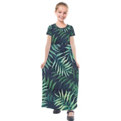 Green Leaves Kids  Short Sleeve Maxi Dress by goljakoff