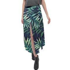 Green Leaves Velour Split Maxi Skirt by goljakoff