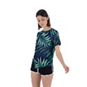 Green leaves Asymmetrical Short Sleeve Sports Tee View2