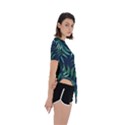 Green leaves Asymmetrical Short Sleeve Sports Tee View3