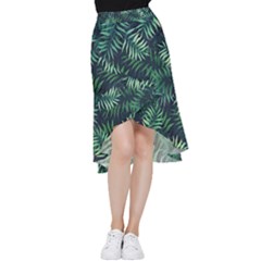 Green Leaves Frill Hi Low Chiffon Skirt