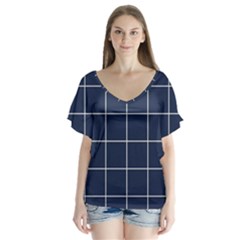 Blue Buffalo Plaid V-neck Flutter Sleeve Top by goljakoff