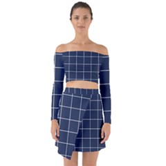 Blue Buffalo Plaid Off Shoulder Top With Skirt Set by goljakoff