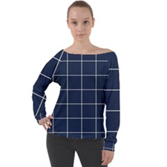 Blue Buffalo Plaid Off Shoulder Long Sleeve Velour Top by goljakoff