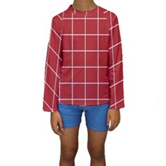 Red Buffalo Plaid Kids  Long Sleeve Swimwear by goljakoff