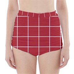 Red Buffalo Plaid High-waisted Bikini Bottoms by goljakoff