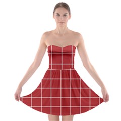 Red Buffalo Plaid Strapless Bra Top Dress by goljakoff