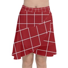 Red Buffalo Plaid Chiffon Wrap Front Skirt by goljakoff