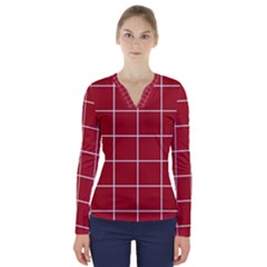 Red Buffalo Plaid V-neck Long Sleeve Top by goljakoff