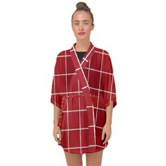 Red Buffalo Plaid Half Sleeve Chiffon Kimono by goljakoff