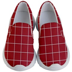 Red Buffalo Plaid Kids Lightweight Slip Ons by goljakoff