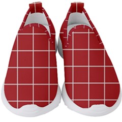 Red Buffalo Plaid Kids  Slip On Sneakers by goljakoff