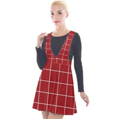 Red Buffalo Plaid Plunge Pinafore Velour Dress by goljakoff