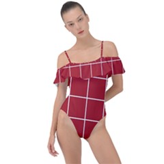 Red Buffalo Plaid Frill Detail One Piece Swimsuit