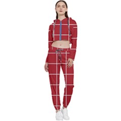 Red Buffalo Plaid Cropped Zip Up Lounge Set