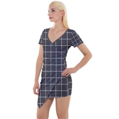 Gray Plaid Short Sleeve Asymmetric Mini Dress by goljakoff