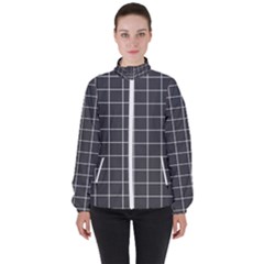 Gray Plaid Women s High Neck Windbreaker by goljakoff