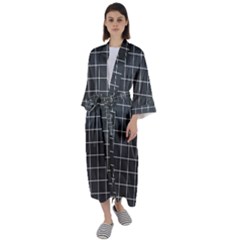 Gray Plaid Maxi Satin Kimono by goljakoff