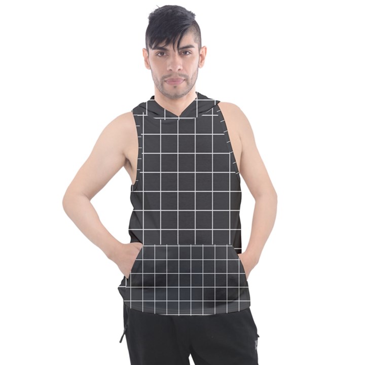 Gray plaid Men s Sleeveless Hoodie