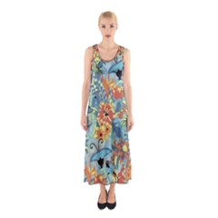 Flowers And Butterfly Sleeveless Maxi Dress by goljakoff