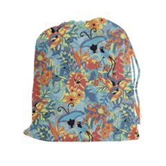 Flowers And Butterfly Drawstring Pouch (2xl) by goljakoff