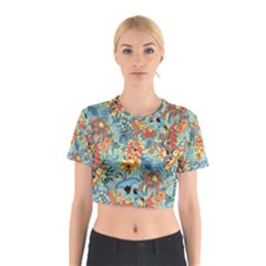 Flowers And Butterfly Cotton Crop Top by goljakoff